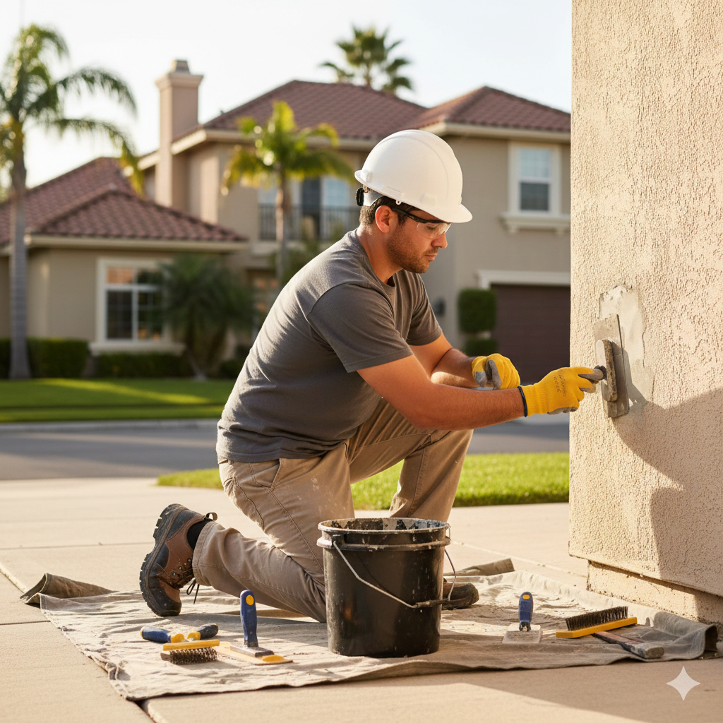 Persona realizando trabajo de albañilería